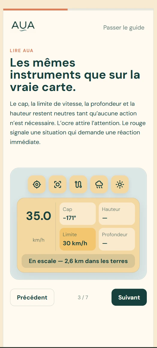 Guide AUA présentant les instruments de navigation